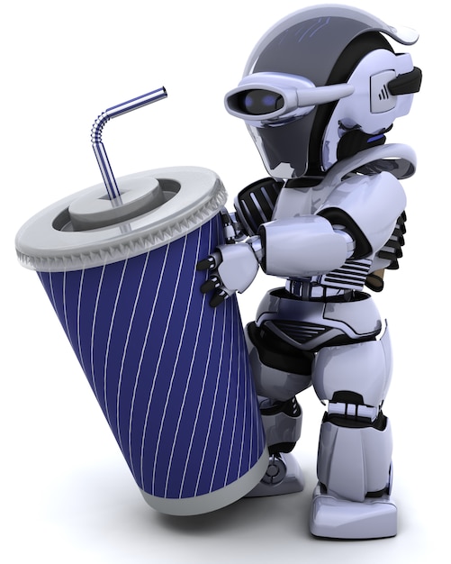 Foto gratuita robot con una bebida
