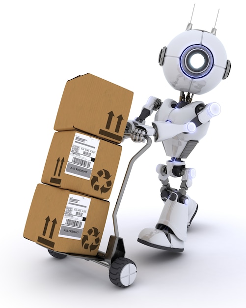Robot con cajas de envío