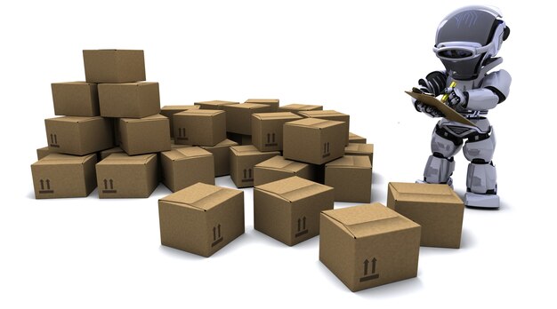 Robot con cajas de envío