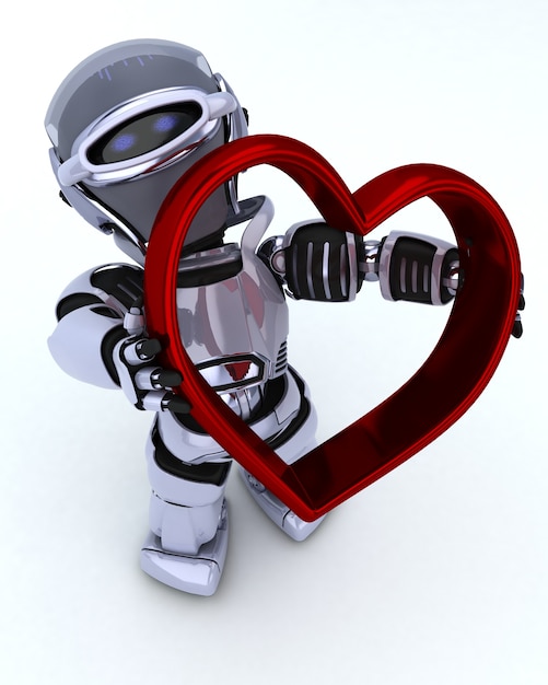 Robot con corazón rojo 
