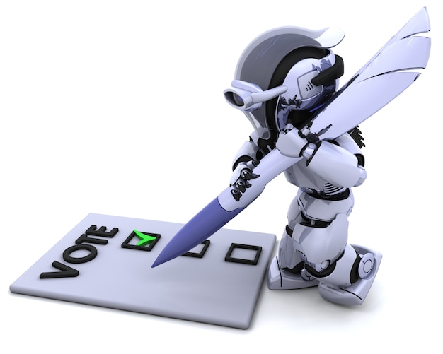 Robot dando su voto 