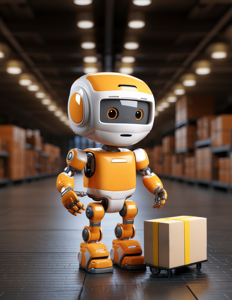 Foto gratuito el robot de entrega 3d está trabajando