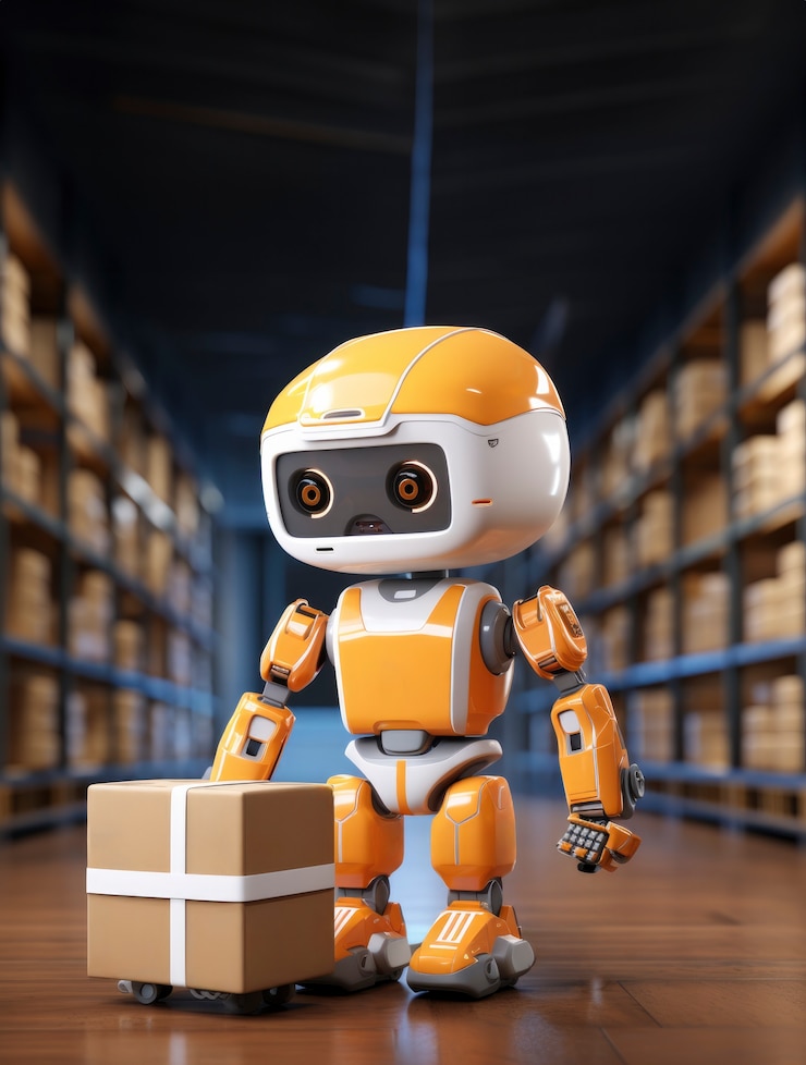 Foto gratuito el robot de entrega 3d está trabajando