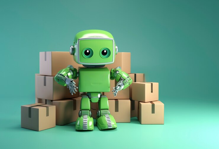 Foto gratuito el robot de entrega 3d está trabajando