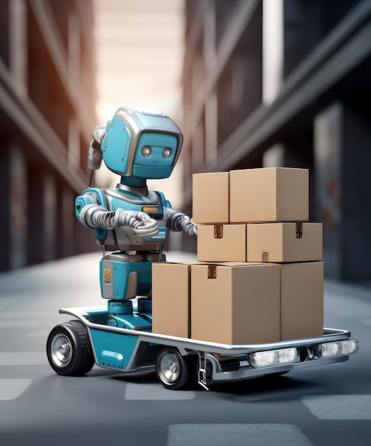 El robot de entrega 3D está trabajando