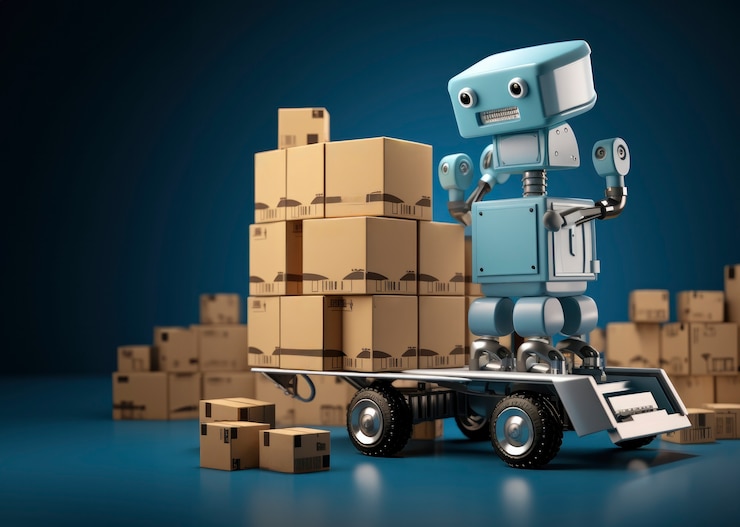 Foto gratuito el robot de entrega 3d está trabajando