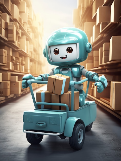 El robot de entrega 3D en funcionamiento