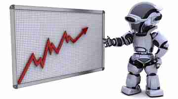 Foto gratuita robot mostrando gráfico con buenos progresos