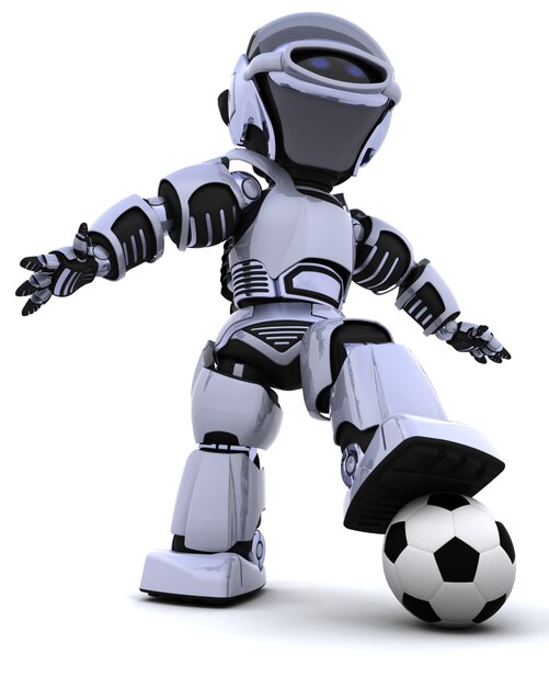 Robot con pelota de fútbol 