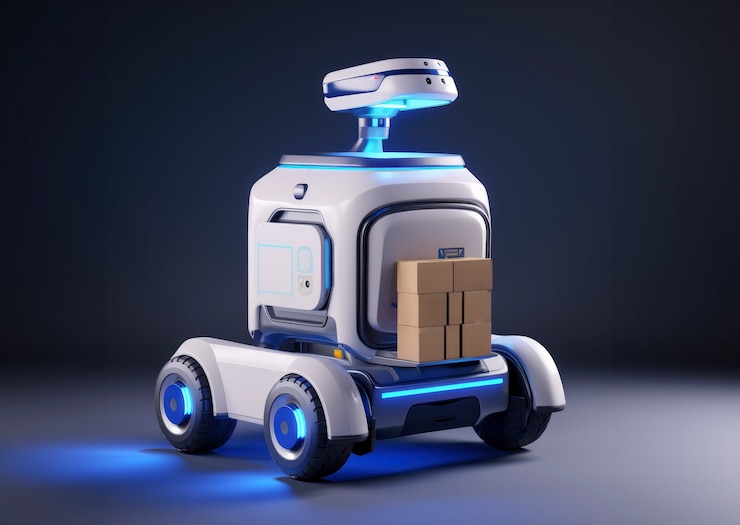 Photo Gratis robot pengantar 3d bekerja