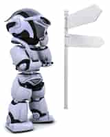 Foto gratuita robot en un poste indicador
