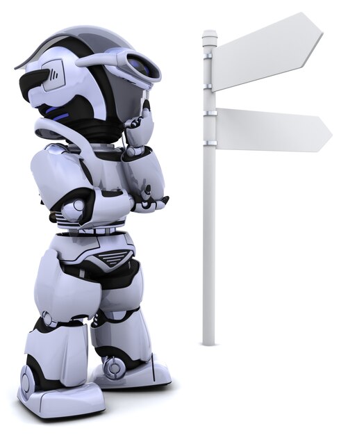 Robot en un poste indicador
