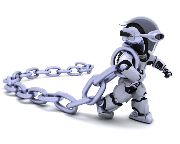 Robot que sostiene un cadena