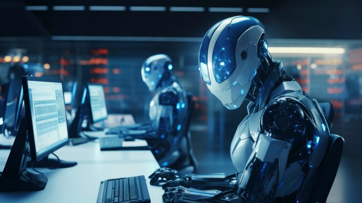 Foto gratuito robot realizando trabajo humano