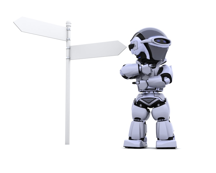 Foto gratuito robot con una señal