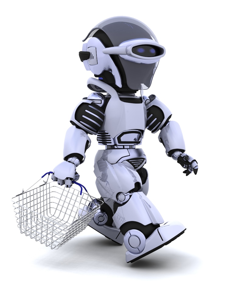 Photo Gratis robot shopping with a basket