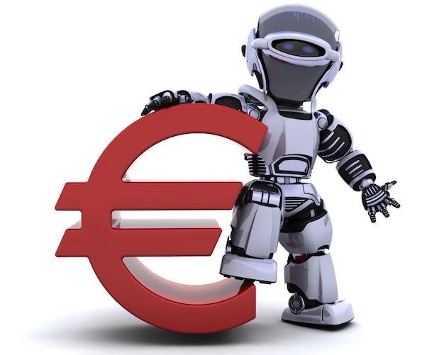 Robot con el símbolo del euro