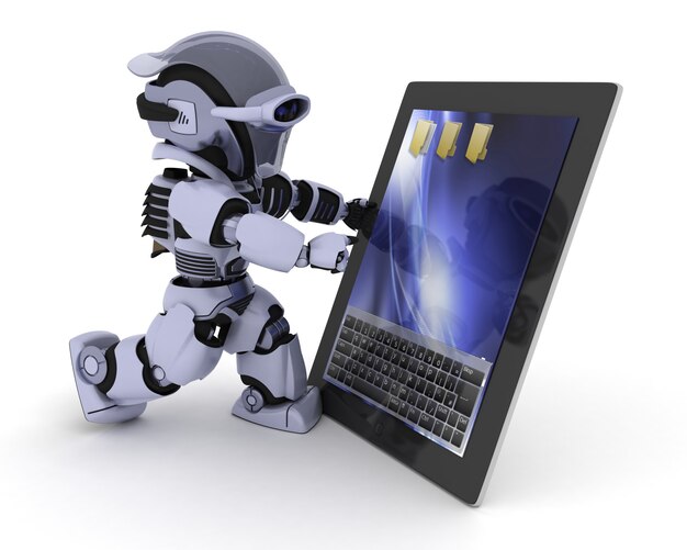 Robot con tableta digital