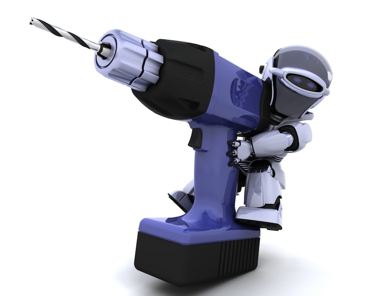 Foto gratuito robot con un taladro