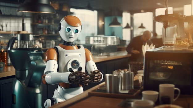 Robot trabajando como barista en lugar de humanos