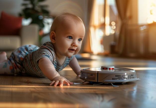 Foto gratuita robots para la limpieza por vacío del suelo