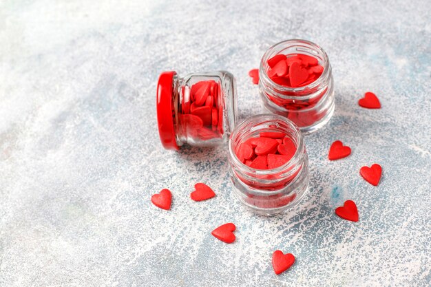 Rocía en forma de corazón rojo de San Valentín.