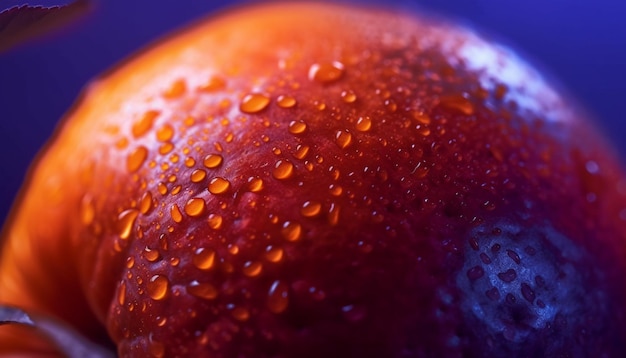 Foto gratuita rodaja de limón fresco con gotas de rocío en la parte superior generada por ia