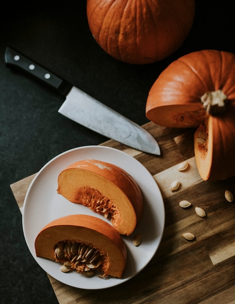 Rodajas de calabaza dulce con semillas