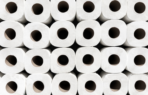 Rollos de papel higiénico de primer plano