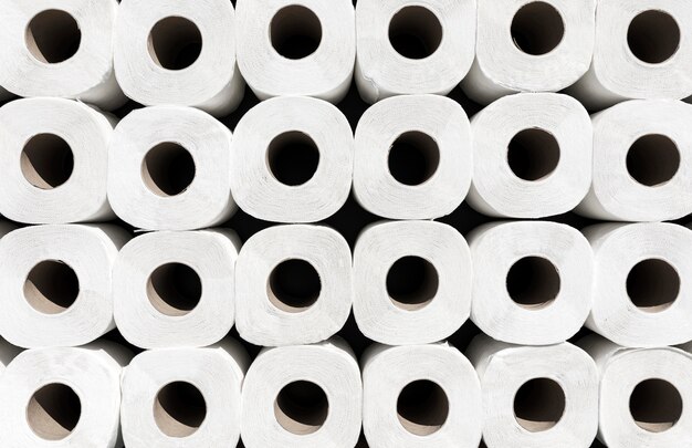 Rollos de papel higiénico de primer plano