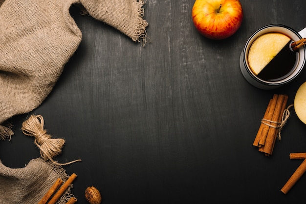 Ropa de lino y composición de alimentos de otoño