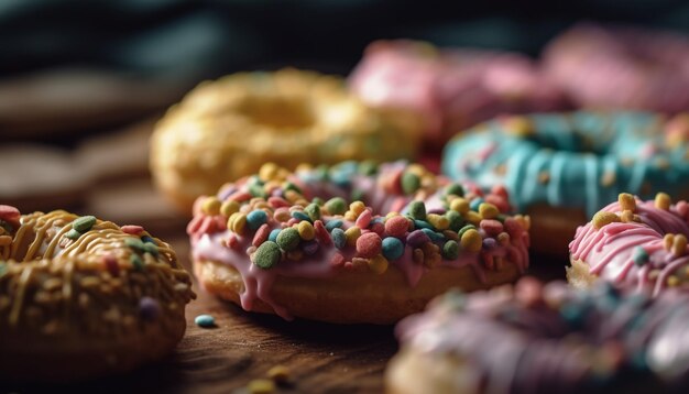 Rosquilla con glaseado y decoración de malvavisco generada por IA