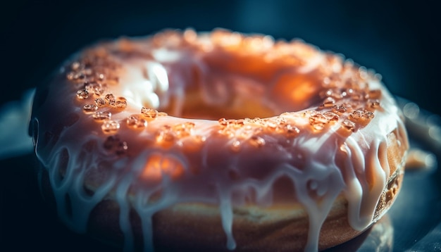 Foto gratuita rosquilla gourmet con glaseado de chocolate y chispas generadas por ia