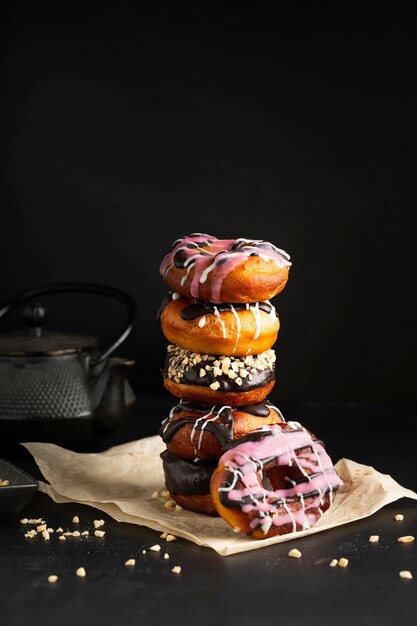 Rosquillas glaseadas de primer plano