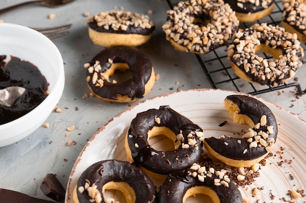 Rosquillas glaseadas de primer plano