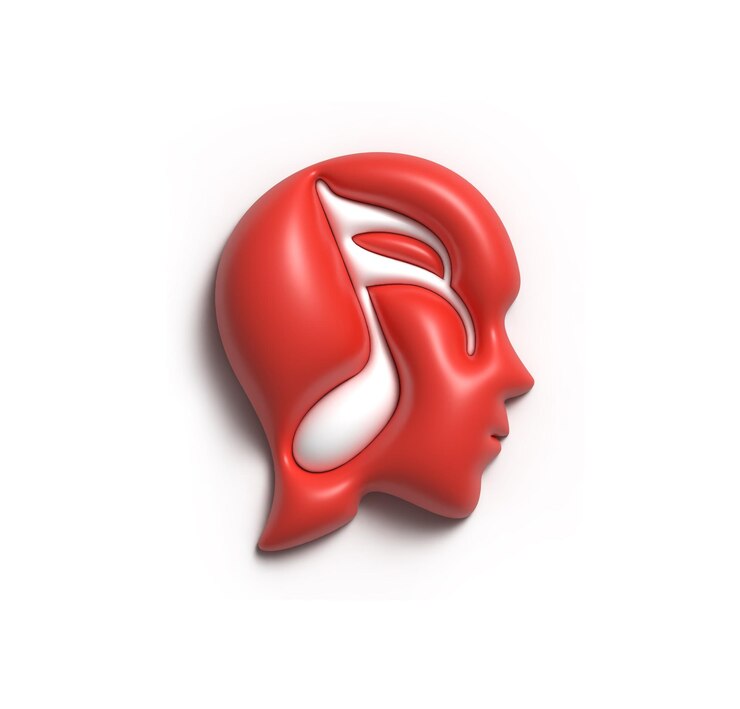 Foto gratuito rostro humano con diseño de nota musical ilustración renderizada en 3d