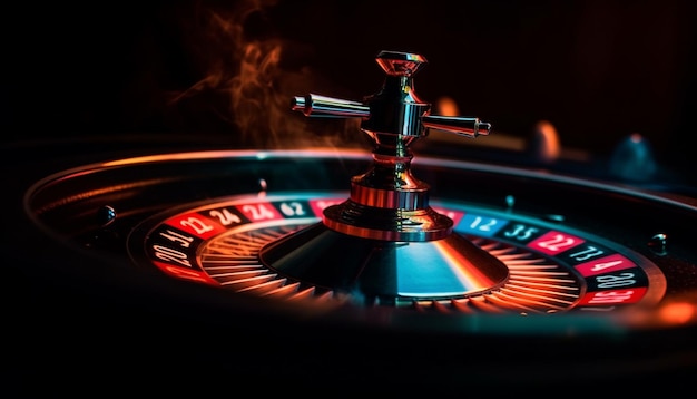 Rueda de ruleta giratoria, premio mayor de llama azul, éxito final del casino generado por IA