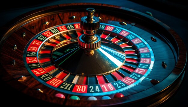 La rueda de la ruleta giratoria trae riesgo de oportunidad y riqueza al casino generada por IA