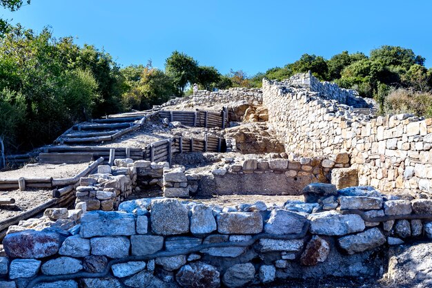 Ruinas de la antigua ciudad de stageira en Halkidiki Grecia