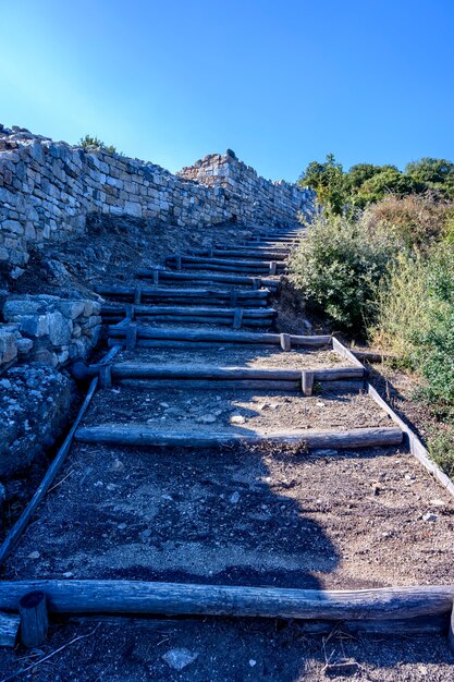 Ruinas de la antigua ciudad de stageira en Halkidiki Grecia