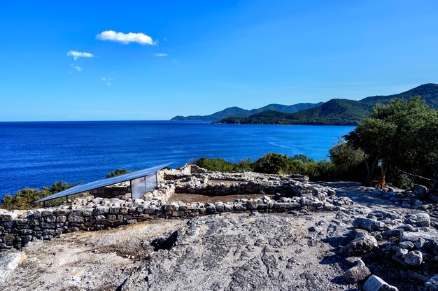 Ruinas de la antigua ciudad de stageira en Halkidiki Grecia