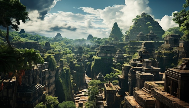 Foto gratuita ruinas antiguas en bali revelan espiritualidad y civilizaciones antiguas generadas por inteligencia artificial