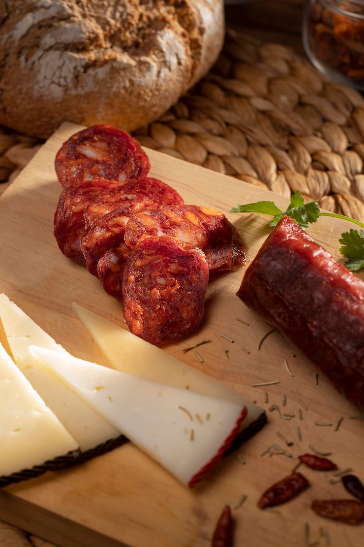 Foto gratuito sabrosa composición de chorizo tradicional