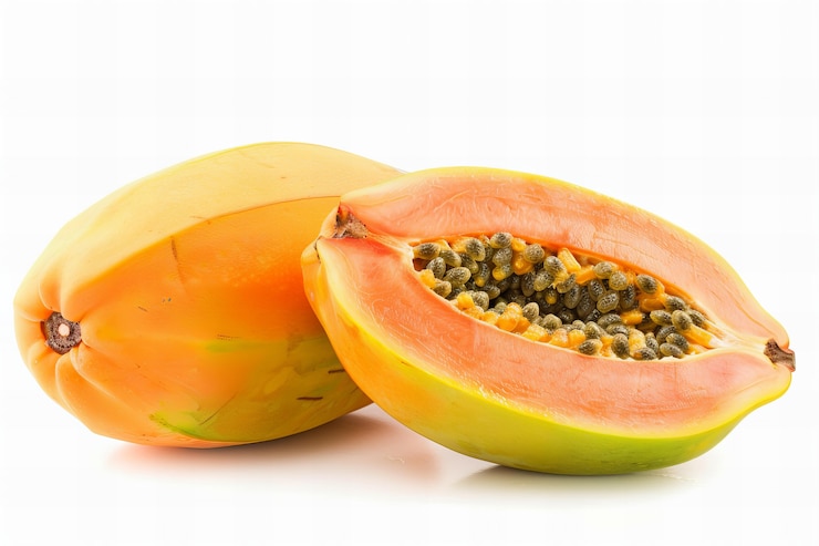 Foto gratuito la sabrosa papaya es una naturaleza muerta.