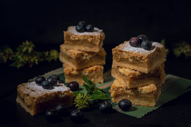 Sabrosos trozos de pastel de arándanos