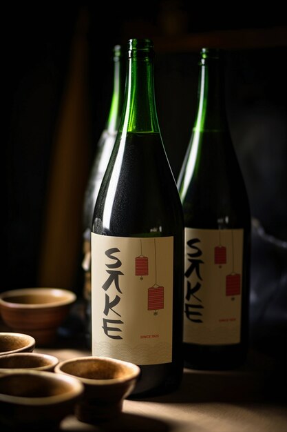 Sake bebida japonesa bodegón