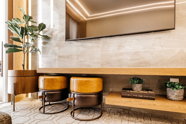 Foto gratuito sala de estar con decoración moderna y hermosa