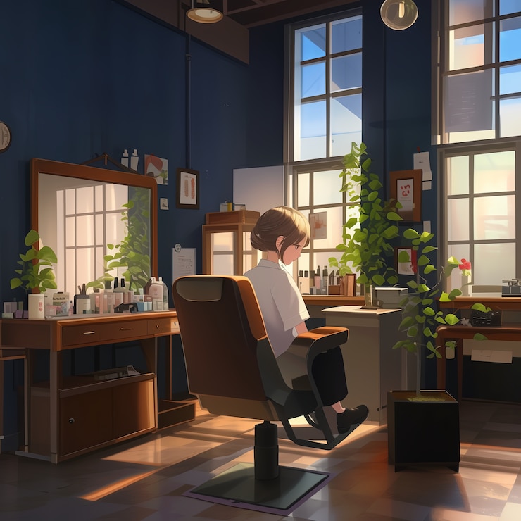 Foto gratuito salón de belleza de estilo anime con equipos de cosmetología