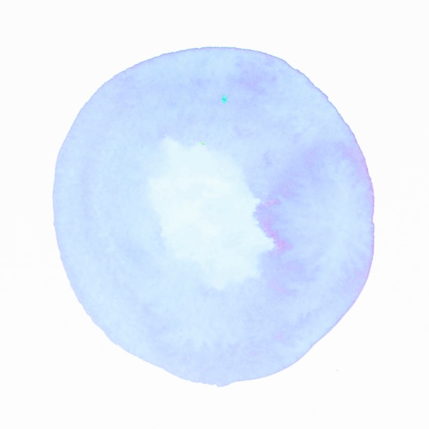 Salpicaduras de acuarela círculo azul sobre fondo blanco