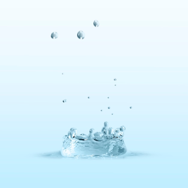 Salpicaduras de agua sobre un fondo de pantalla azul